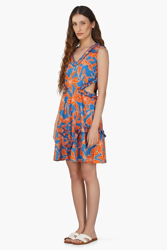 Dresses America and Beyond Women Apricot Beauty Printed Short Dress