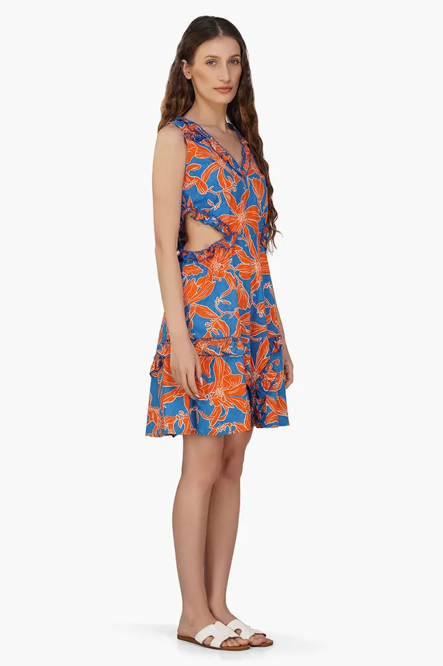 Dresses America and Beyond Women Apricot Beauty Printed Short Dress