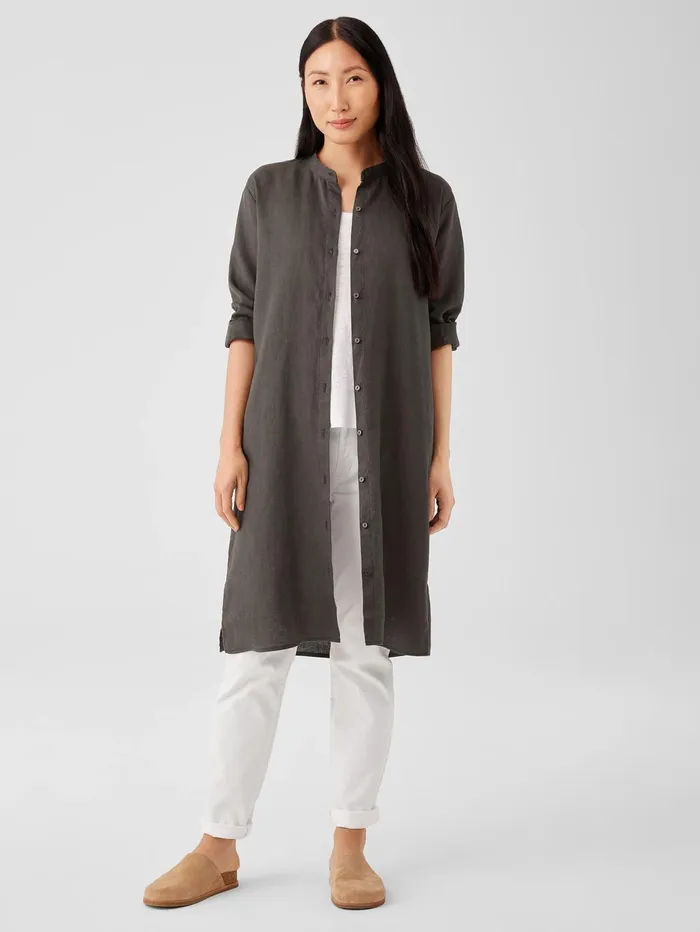 Dresses and Skirts Women Eileen Fisher Organic Linen Band Collar Shirtdress Grove