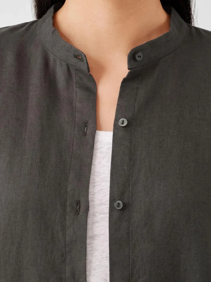 Dresses and Skirts Women Eileen Fisher Organic Linen Band Collar Shirtdress Grove
