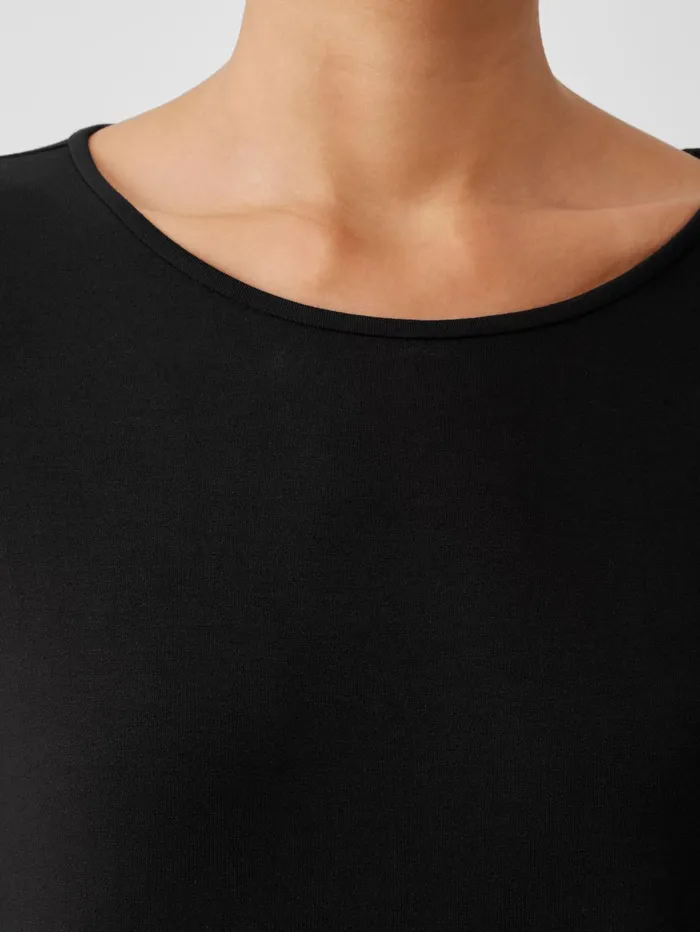 Dresses and Skirts Women Eileen Fisher Stretch Jersey Knit Jewel Neck Dress Black