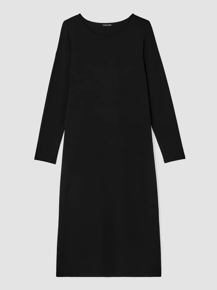 Dresses and Skirts Women Eileen Fisher Stretch Jersey Knit Jewel Neck Dress Black