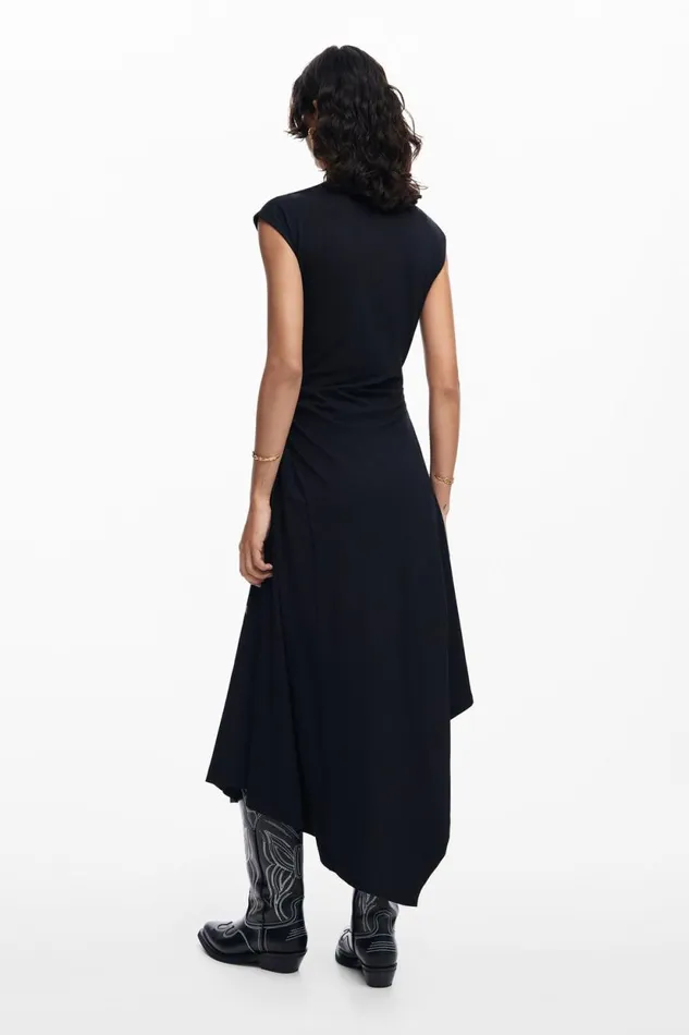 Dresses And Jumpsuits Women Desigual Asymmetric Floral Dress Black