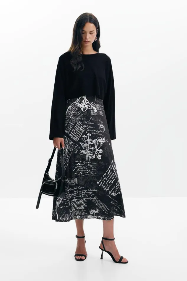 Dresses And Jumpsuits Women Desigual Combined Midi Dress Black