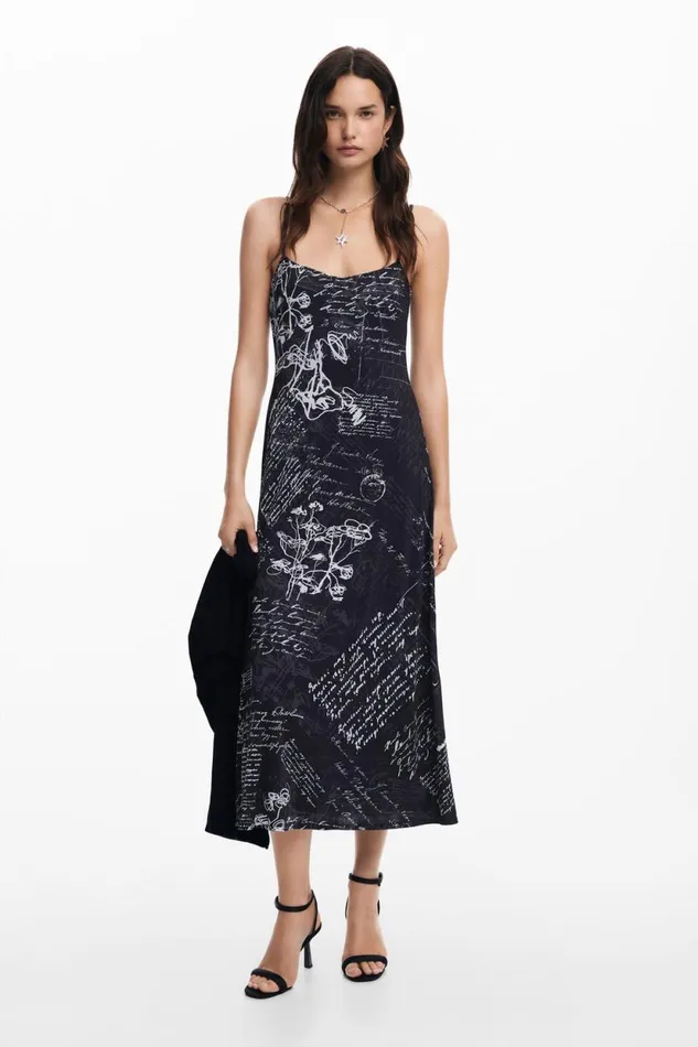 Dresses And Jumpsuits Women Desigual Combined Midi Dress Black