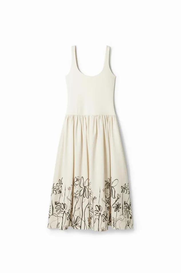 Dresses And Jumpsuits Women Desigual Floral Flared Midi Dress White
