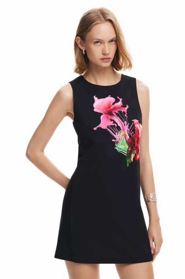 Dresses And Jumpsuits Women Desigual Floral Print Dress Black