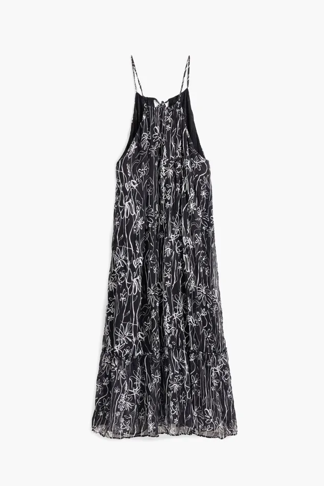 Dresses And Jumpsuits Women Desigual Halter Dress With Floral Illustrations Black