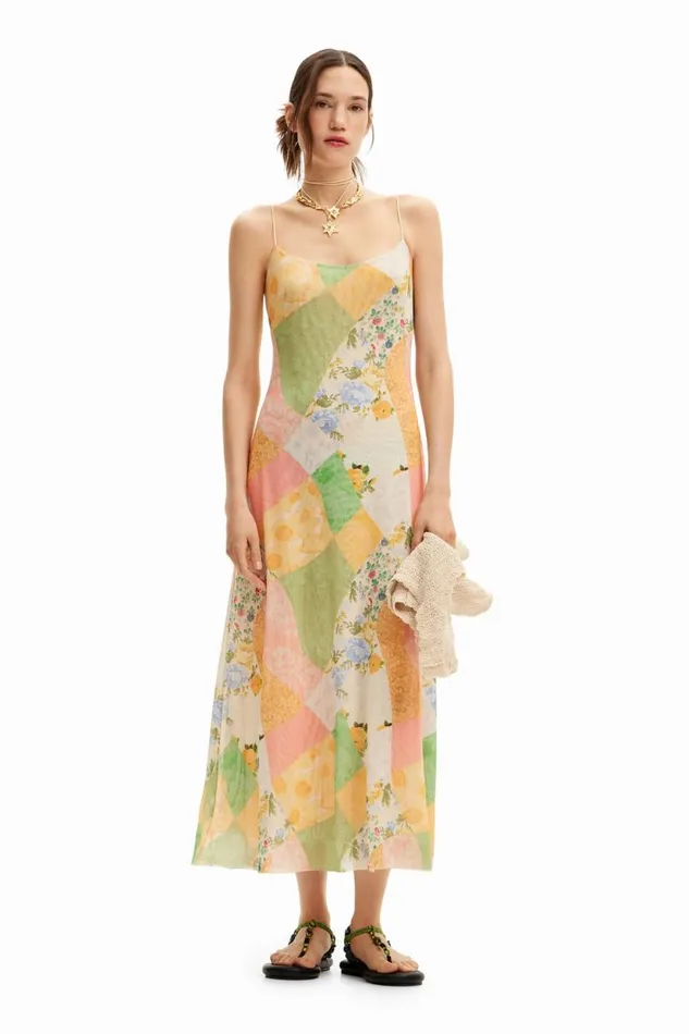 Dresses And Jumpsuits Women Desigual Hybrid Midi Dress Materialfinishes