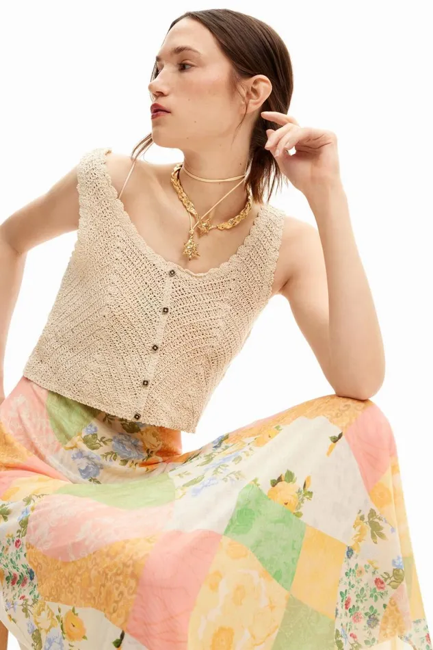 Dresses And Jumpsuits Women Desigual Hybrid Midi Dress Materialfinishes