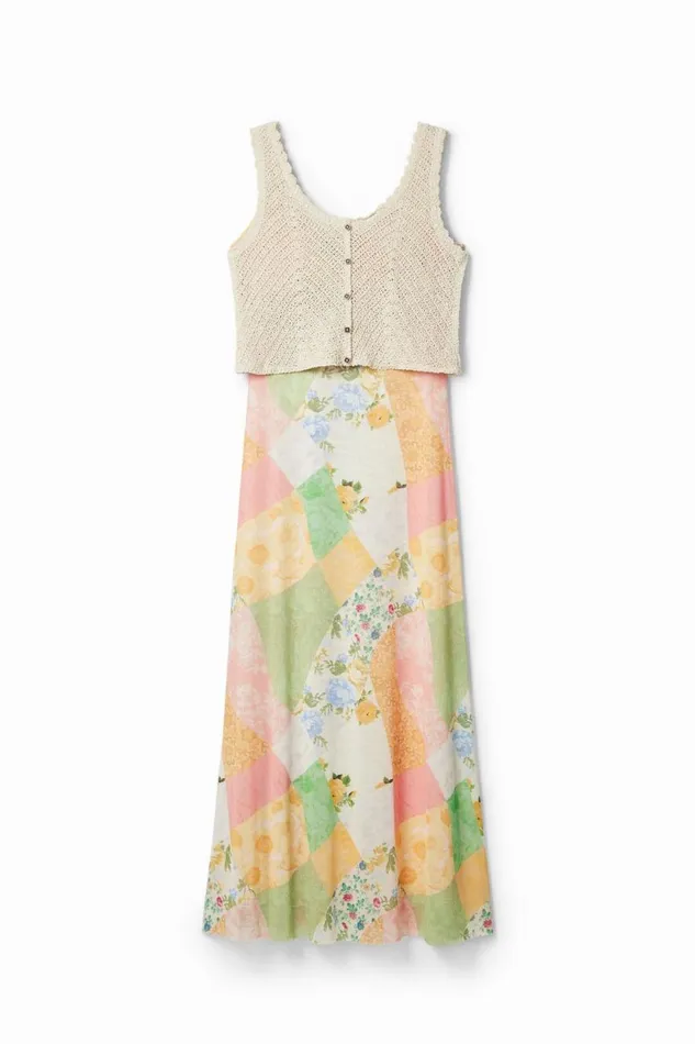 Dresses And Jumpsuits Women Desigual Hybrid Midi Dress Materialfinishes