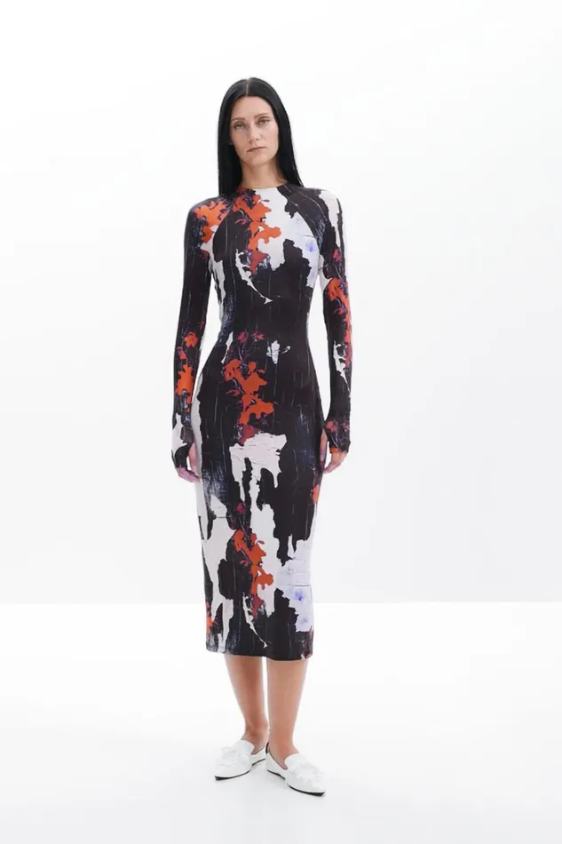 Dresses And Jumpsuits Women Desigual Maitrepierre Printed Midi Dress Black