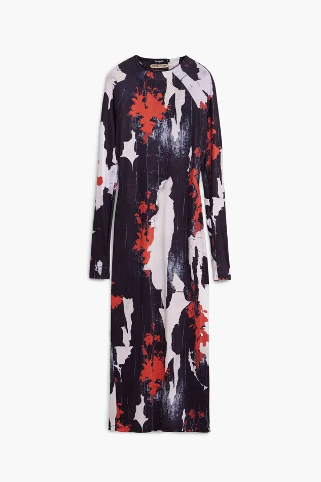 Dresses And Jumpsuits Women Desigual Maitrepierre Printed Midi Dress Black