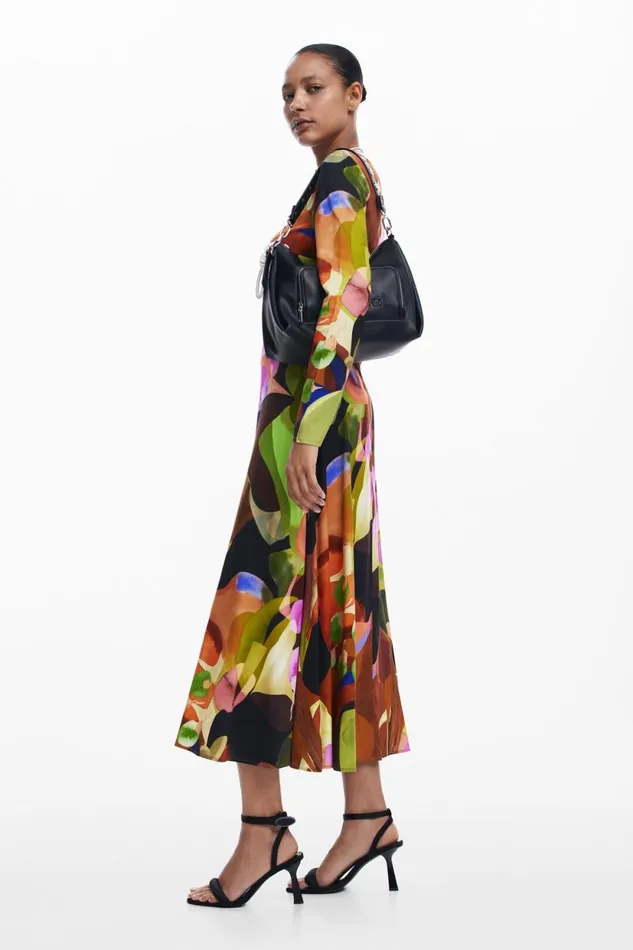 Dresses And Jumpsuits Women Desigual Printed Midi Dress M Christian Lacroix Brown