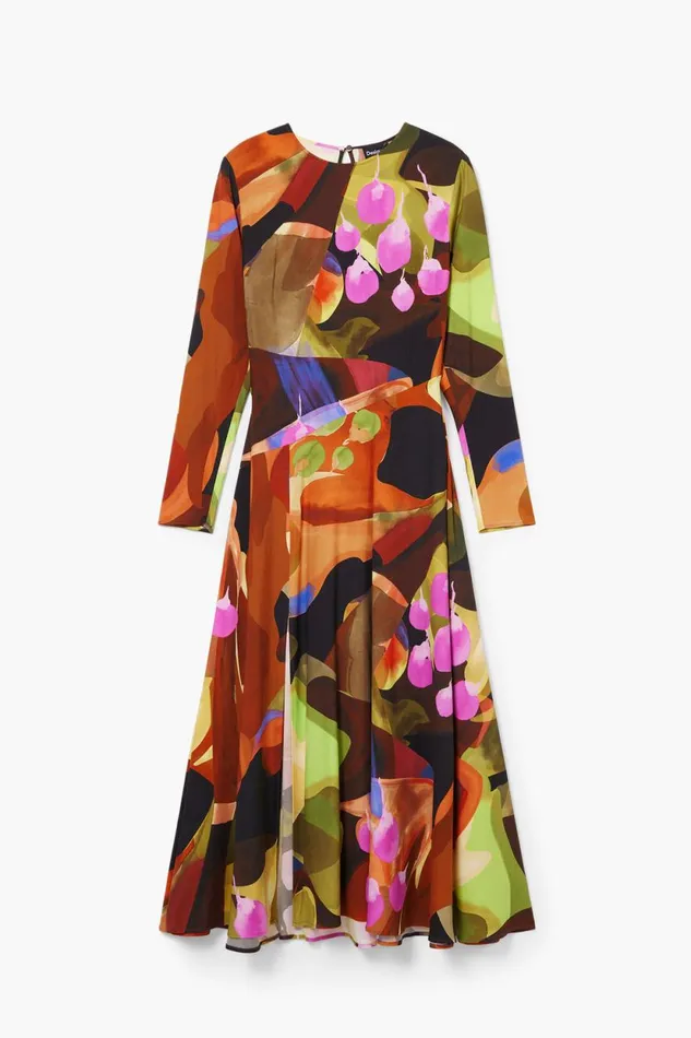 Dresses And Jumpsuits Women Desigual Printed Midi Dress M Christian Lacroix Brown