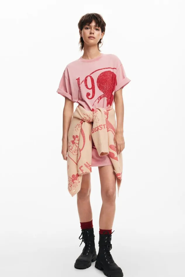 Dresses And Jumpsuits Women Desigual Short Dress Mickey Mouse Red