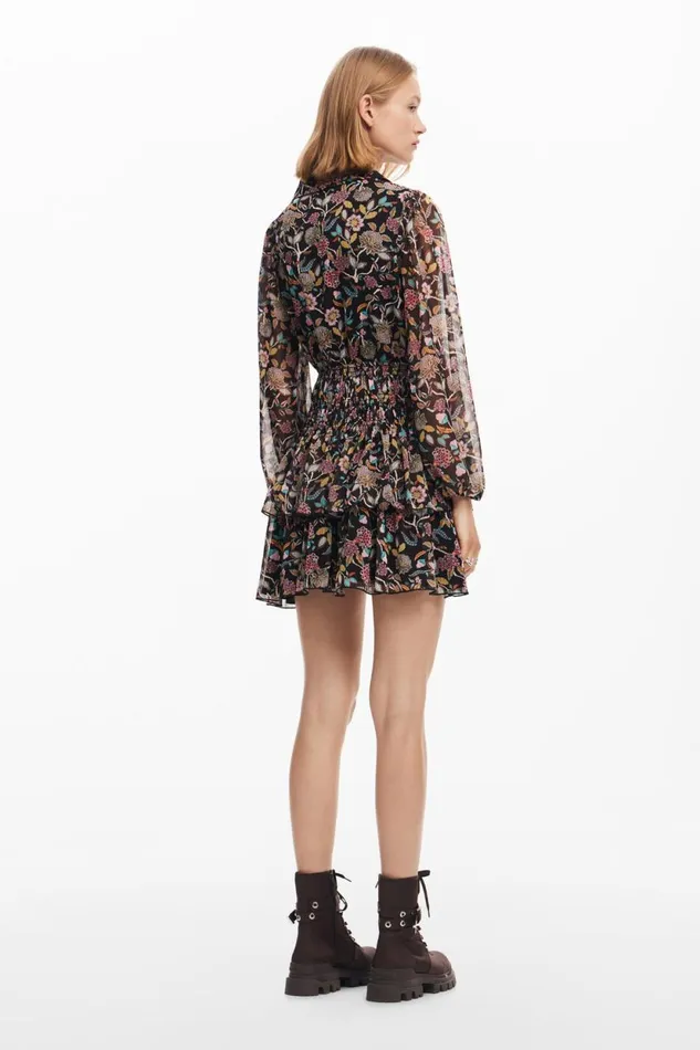 Dresses And Jumpsuits Women Desigual Short Floral Dress Black