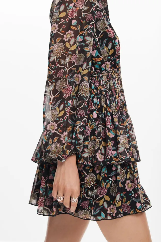 Dresses And Jumpsuits Women Desigual Short Floral Dress Black