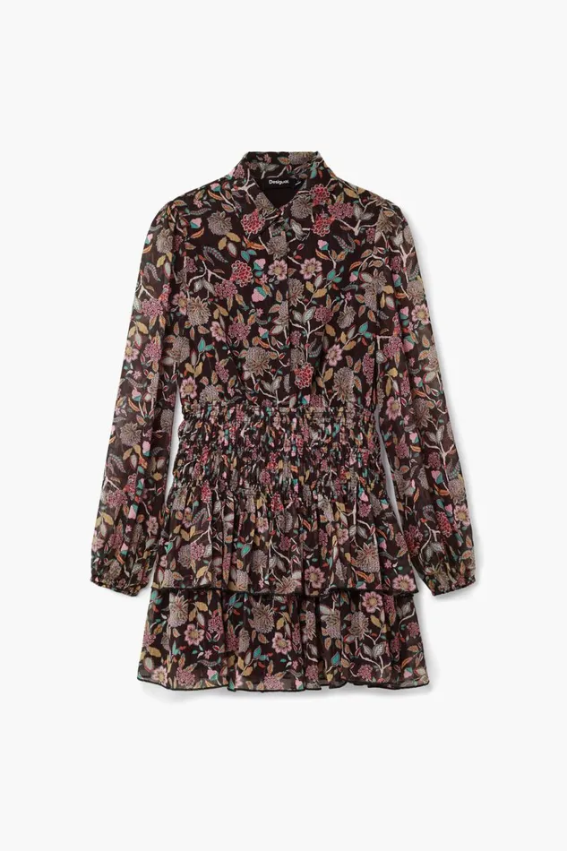 Dresses And Jumpsuits Women Desigual Short Floral Dress Black