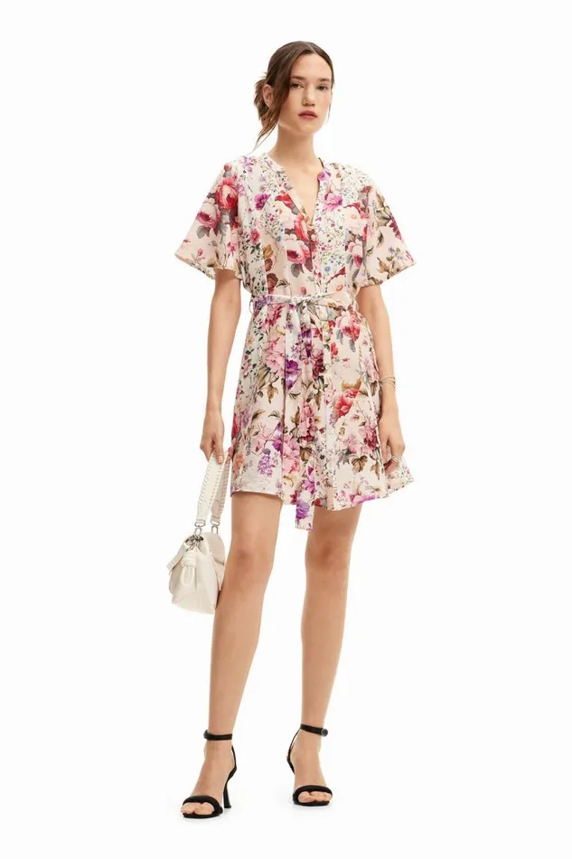 Dresses And Jumpsuits Women Desigual Short Floral Dress Materialfinishes
