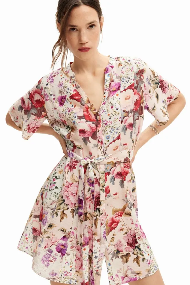 Dresses And Jumpsuits Women Desigual Short Floral Dress Materialfinishes