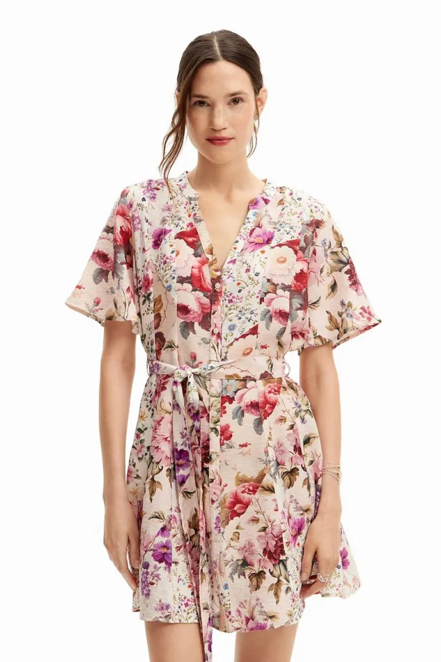 Dresses And Jumpsuits Women Desigual Short Floral Dress Materialfinishes