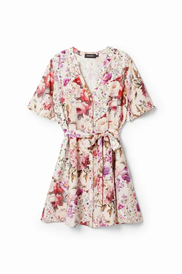 Dresses And Jumpsuits Women Desigual Short Floral Dress Materialfinishes