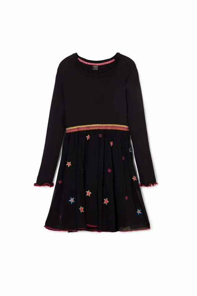 Dresses Kids Desigual Combined Stars Dress Black