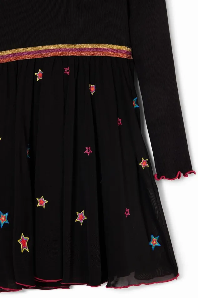 Dresses Kids Desigual Combined Stars Dress Black