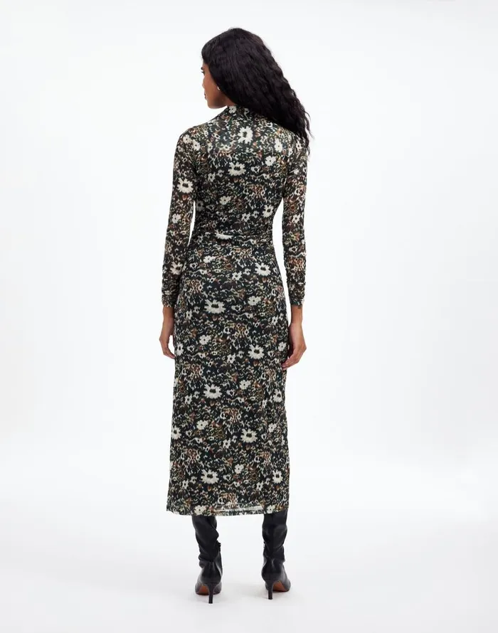 Dresses Women Madewell LongSleeve Polo Midi Dress In Floral Mossy Umber