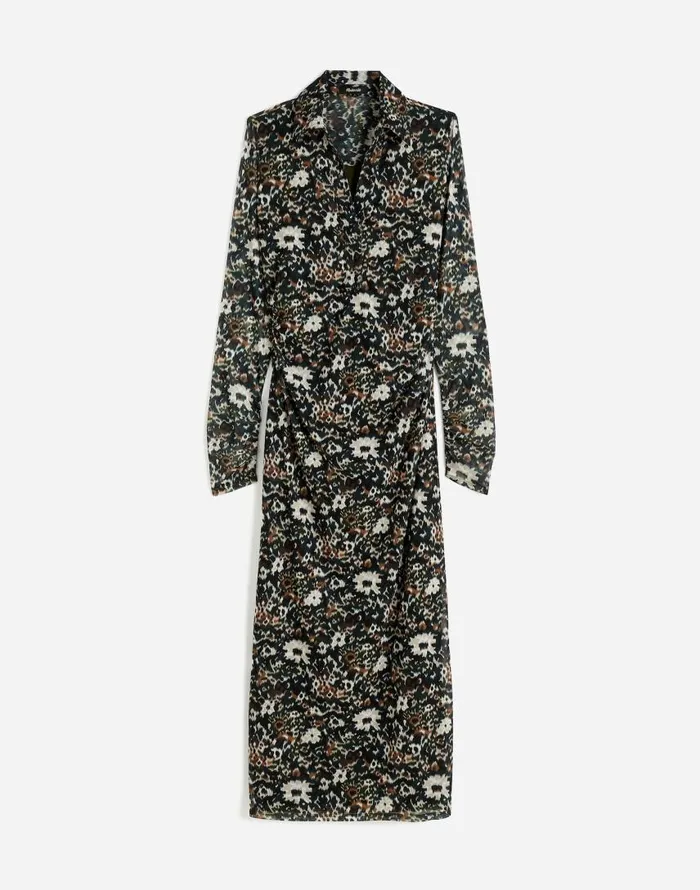 Dresses Women Madewell LongSleeve Polo Midi Dress In Floral Mossy Umber