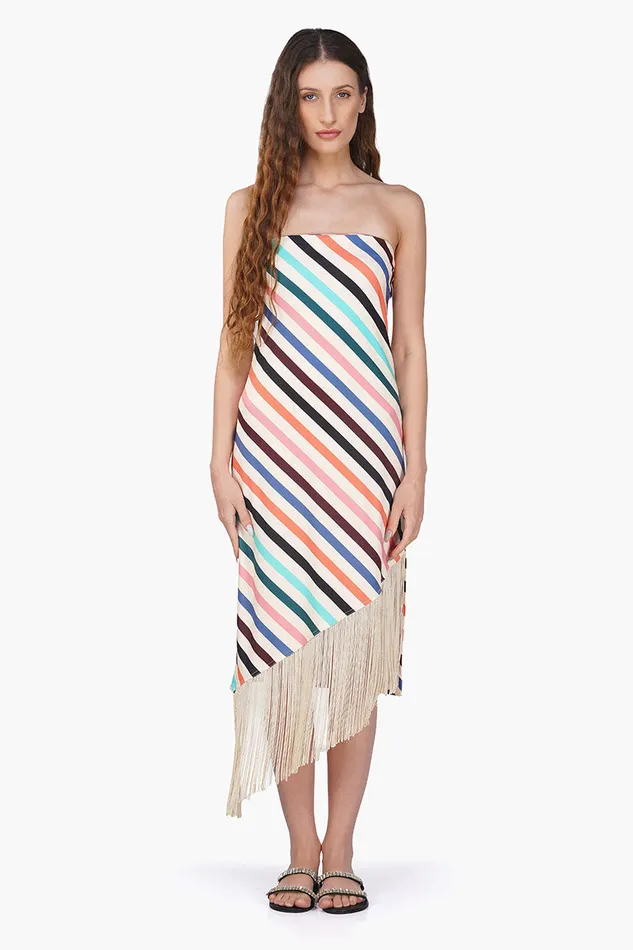 Dresses Women Stripe Staple Fringes Body Cone Dress America and Beyond