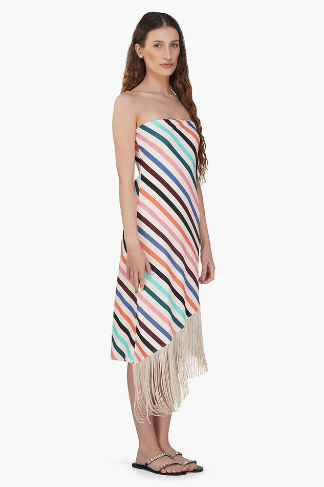 Dresses Women Stripe Staple Fringes Body Cone Dress America and Beyond