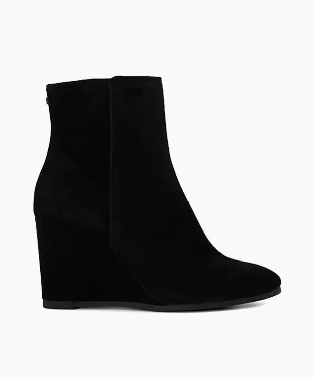 Dune London Ankle Boots Women Black Suede Wedge Ankle Boots Black