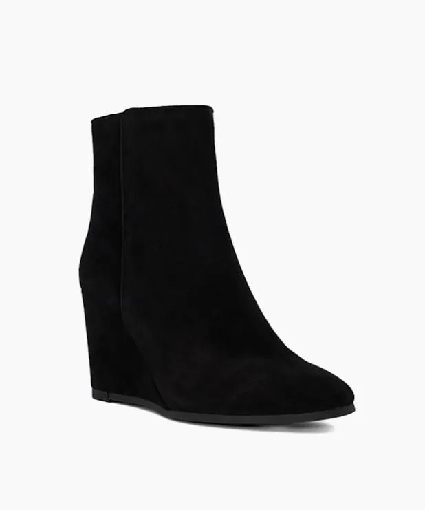 Dune London Ankle Boots Women Black Suede Wedge Ankle Boots Black