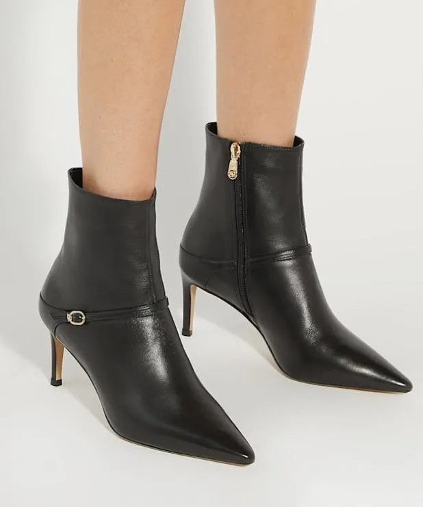 Dune London Ankle Boots Women Heeled Leather Ankle Boots Black