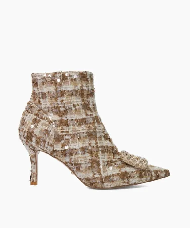 Dune London Ankle Boots Women Textured Heel Diamante Buckle Ankle Boots Neutral