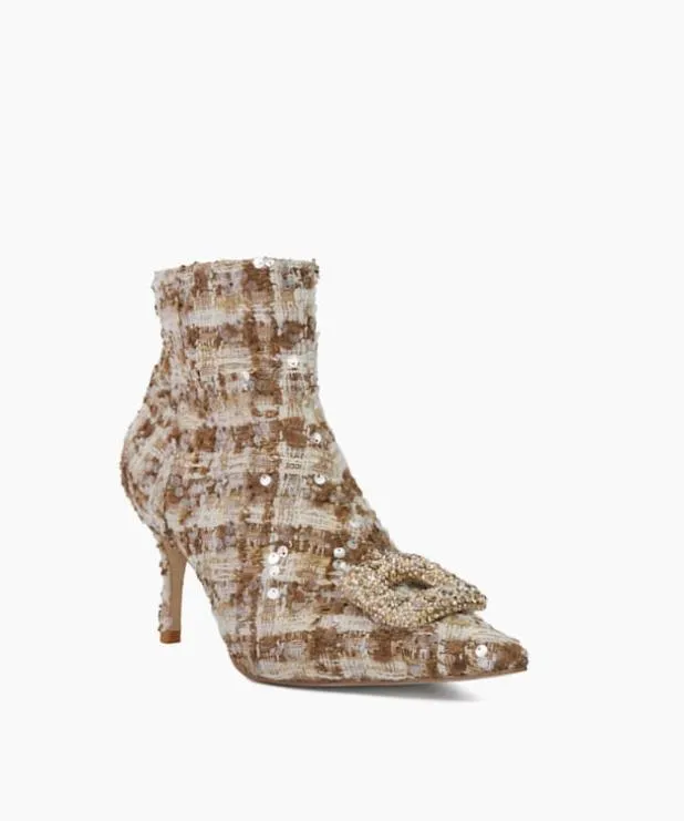 Dune London Ankle Boots Women Textured Heel Diamante Buckle Ankle Boots Neutral