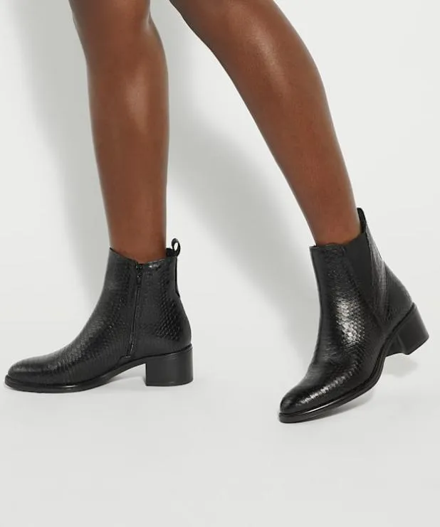 Dune London Black Boots Women Casual Chelsea Ankle Boots Black Leather