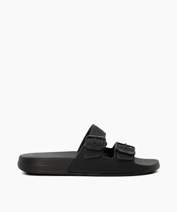 Dune London Black Sandals Women Double Buckle Strap Sliders Black