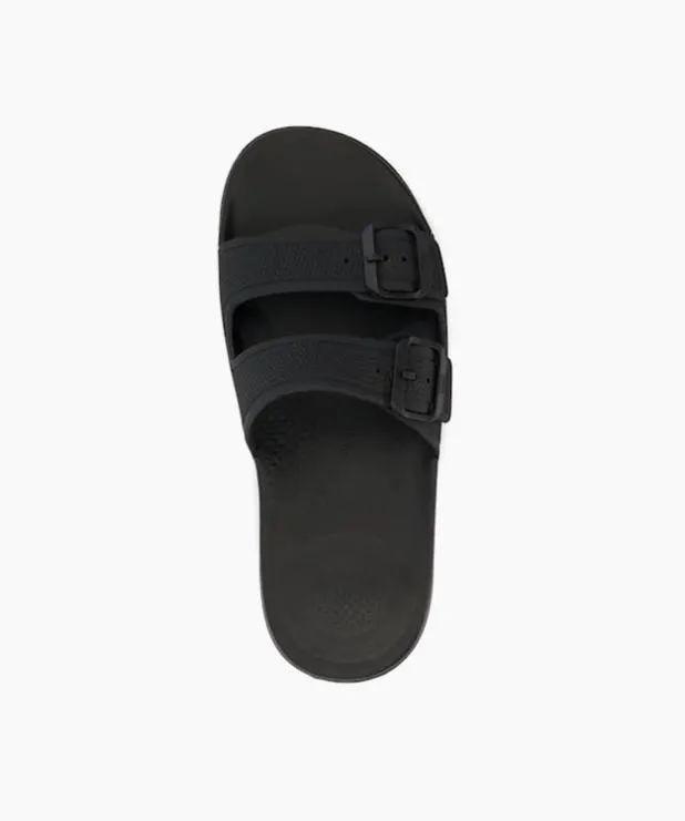 Dune London Black Sandals Women Double Buckle Strap Sliders Black