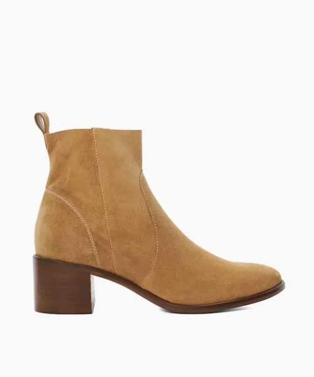 Dune London Brown Boots Women Suede Block Heel Ankle Boots Brown