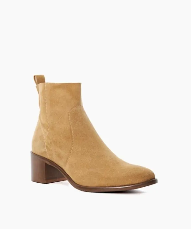 Dune London Brown Boots Women Suede Block Heel Ankle Boots Brown