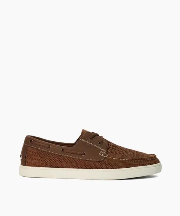 Dune London Brown Shoes Men Knitted Boat Shoes Brown
