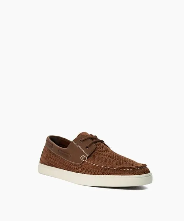 Dune London Brown Shoes Men Knitted Boat Shoes Brown