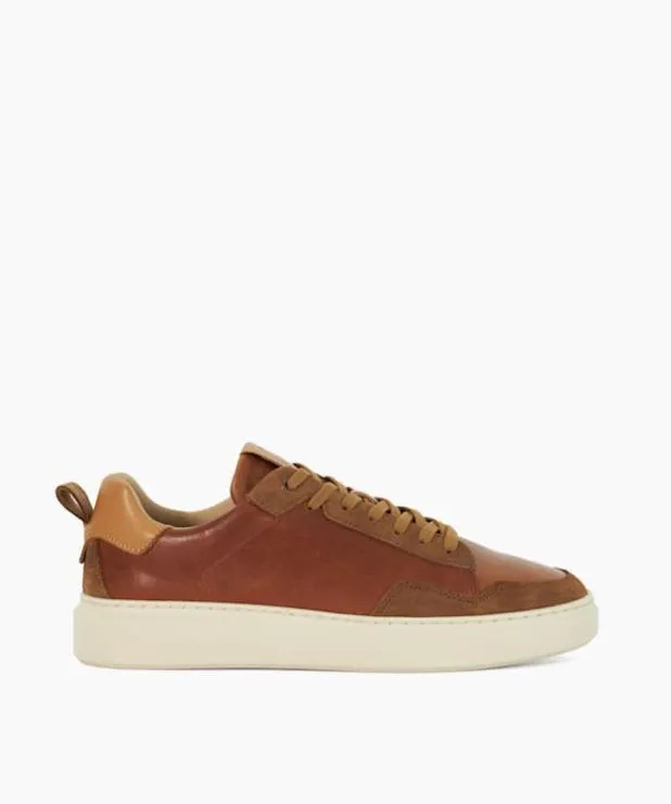 Dune London Brown Shoes Men Lace Up Flatform Trainers Brown