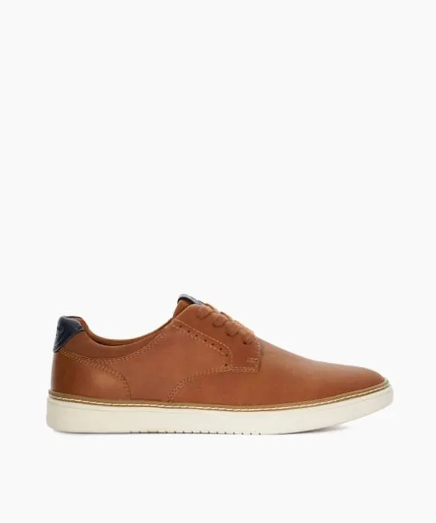 Dune London Brown Shoes Men Wide Fit Contrasting LaceUp Trainers Brown