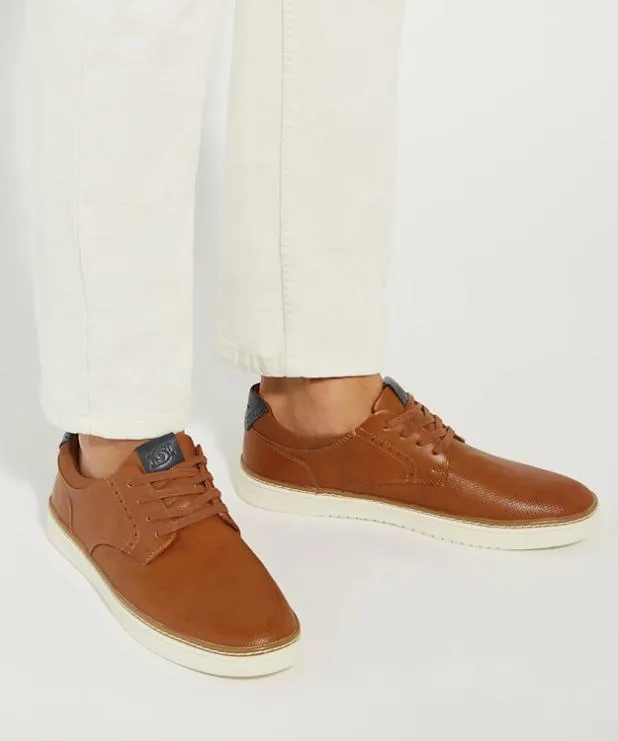 Dune London Brown Shoes Men Wide Fit Contrasting LaceUp Trainers Brown