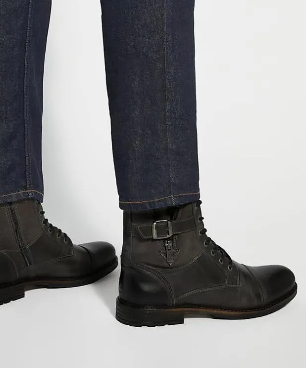 Dune London Casual Boots Men Casual Buckle Detail Ankle Boots Grey