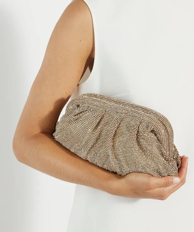 Dune London Clutch Bags Women Embellished Mesh Clutch Bag Metallic